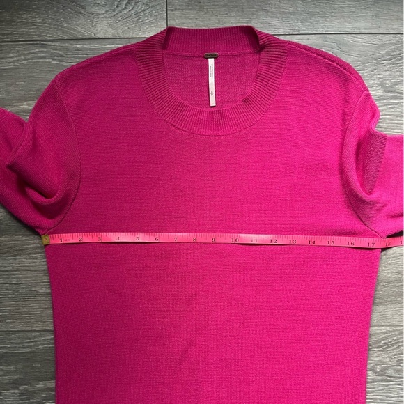 Free People Pink Long Sleeve Midi Crew Fall Winter Slit Sweater Dress Size S - Picture 7 of 7